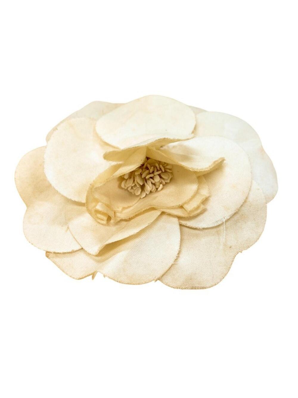 Chanel Camellia Brooch Cotton Ivory #256859C33B